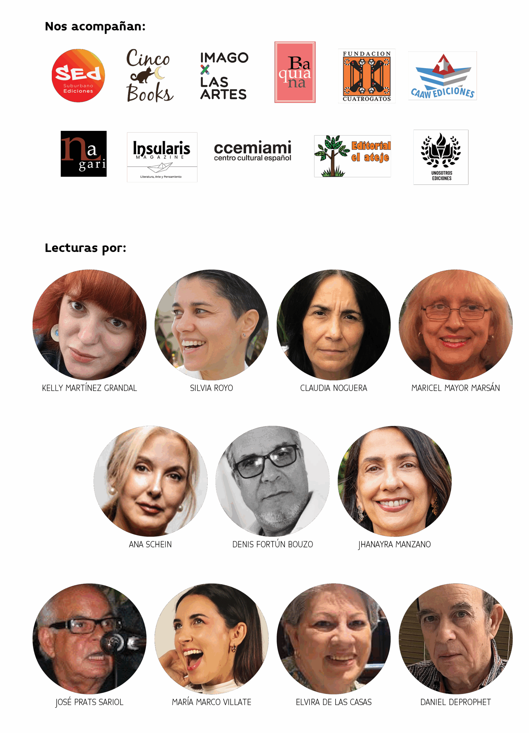 Logos of sponsors and photos of multiple speakers